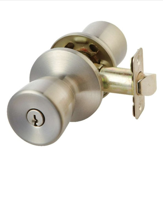 Tulip Satin Stainless Steel Entry Lockset 1 - 3/4 in. - MK Sauder SurplusDoor Konob