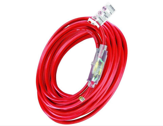 Outdoor 100 ft. L Red Extension Cord 14/3 SJTOW - OU-JTO14-100-RD - MK Sauder Surplus