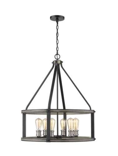 Z-Lite Kirkland 6-Light Pendant Light In Ashen Barnboard 472-6D-ABB - MK Sauder Surplus